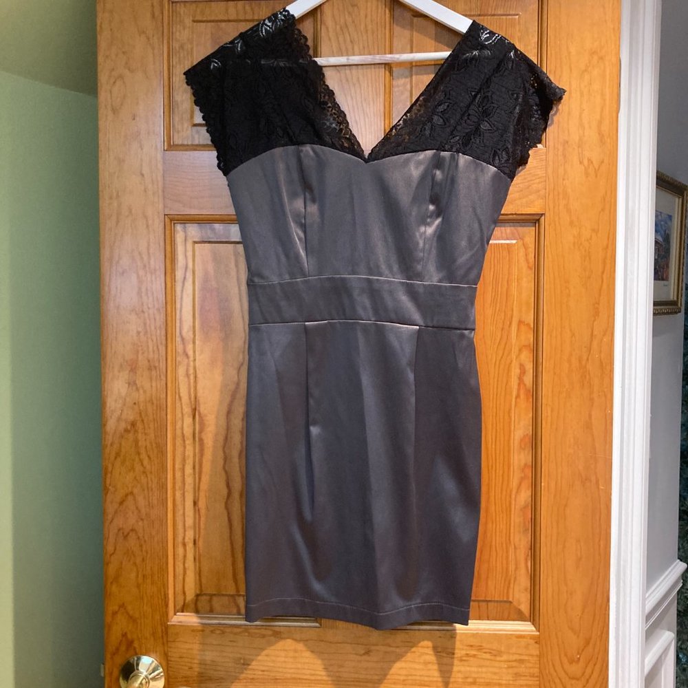 Modcloth Purchase Brand MY STORY Grey Satin/Black Lace Medium